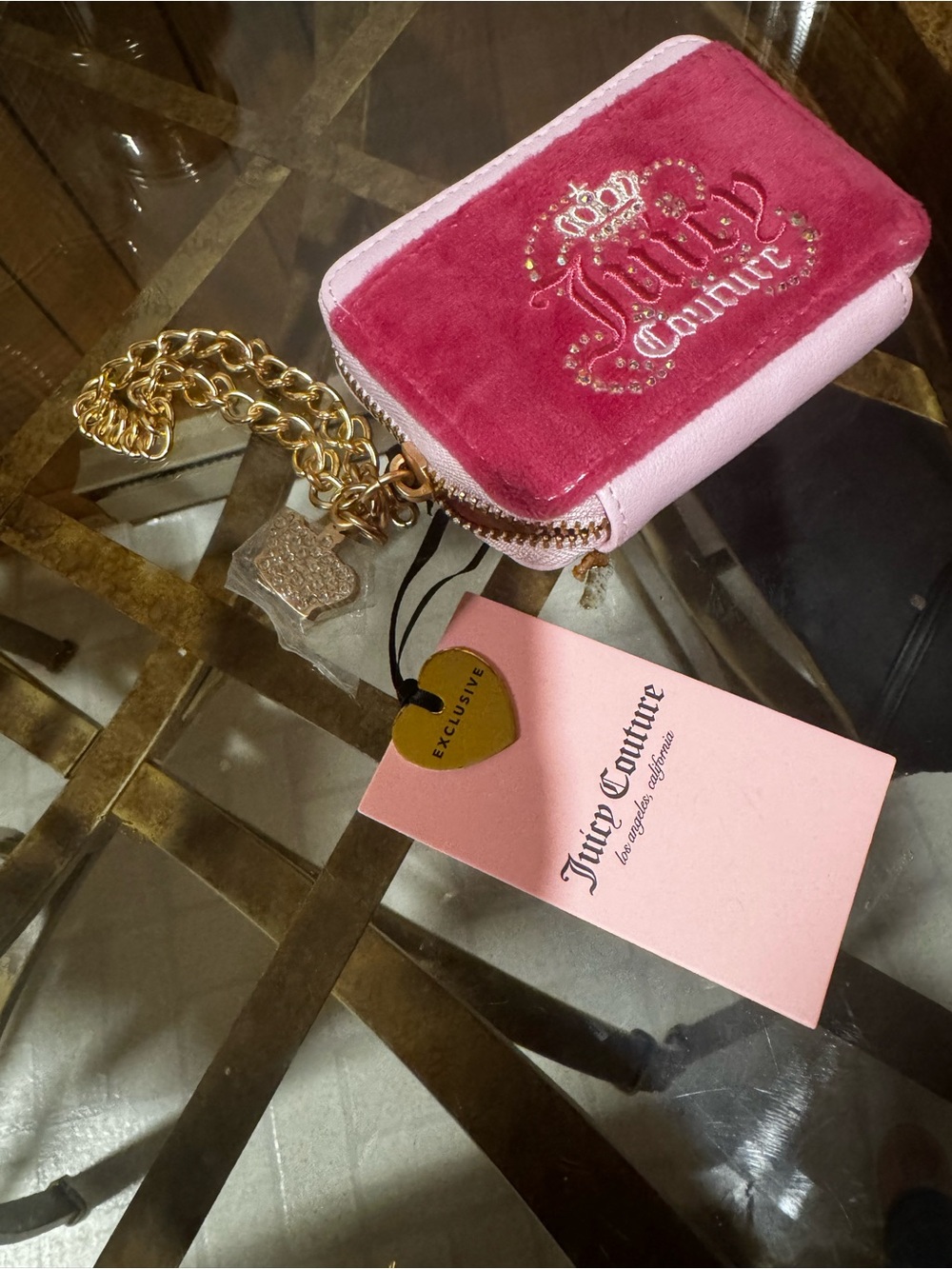 Juicy Couture Pink Velvet Card Wallet Wristlet NWT
